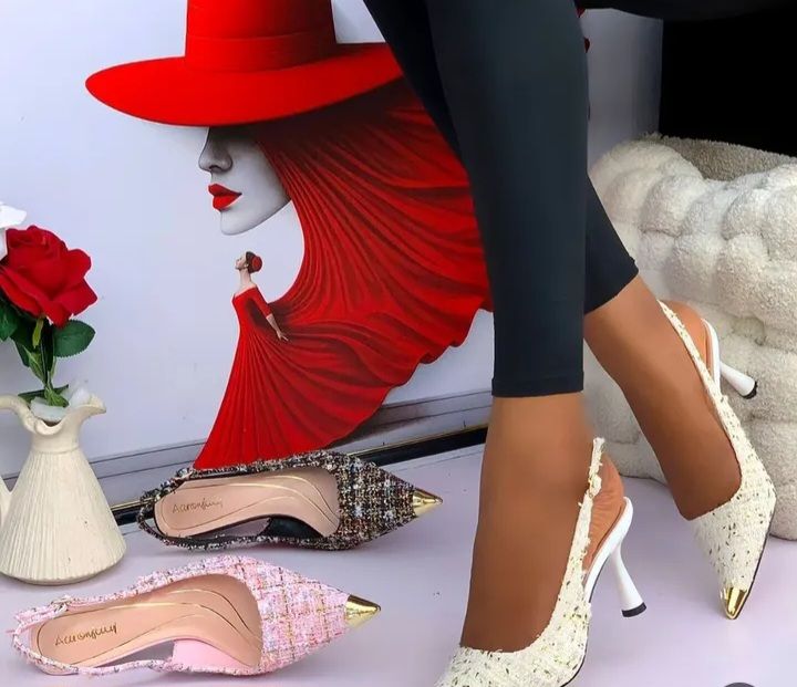 Aaronfary tweed inspired slingback heels