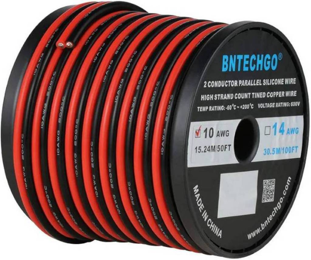 BNTECHGO 10 Gauge Flexible 2 Conductor Parallel Silicone Wire